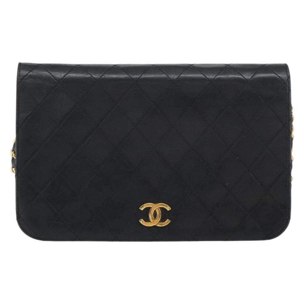 CHANEL Matelasse Chain Shoulder Bag Lamb Skin Black Gold CC Auth bs31513 - Picture 13 of 16